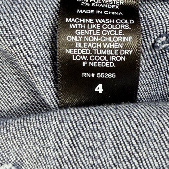 EXPRESS Bell Flare Mid Rise Blue Jeans Size 4 Nautical Button Stretch Denim - Picture 13 of 13